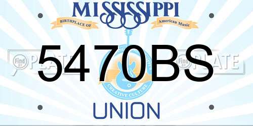 5470BS Mississippi License Plate