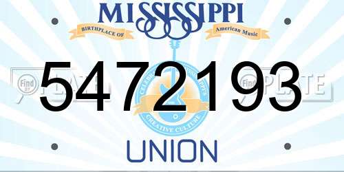 5472193 Mississippi License Plate
