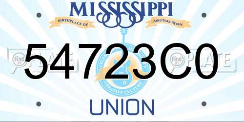 54723C0 Mississippi License Plate