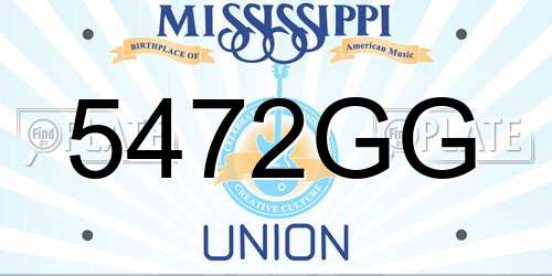 5472GG Mississippi License Plate