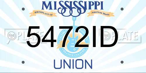 5472ID Mississippi License Plate