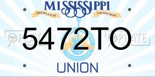 5472TO Mississippi License Plate