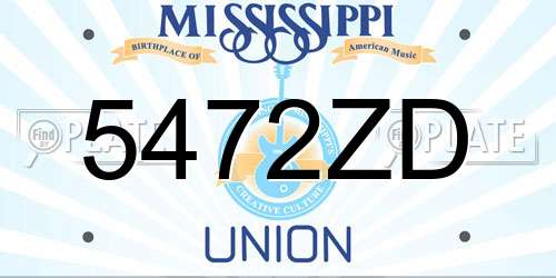 5472ZD Mississippi License Plate