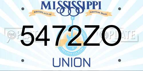 5472ZO Mississippi License Plate