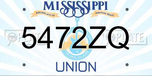 5472ZQ Mississippi License Plate