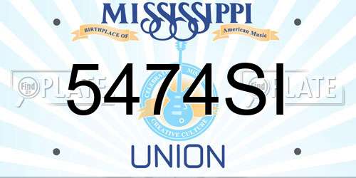 5474SI Mississippi License Plate