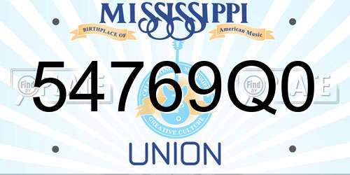 54769Q0 Mississippi License Plate