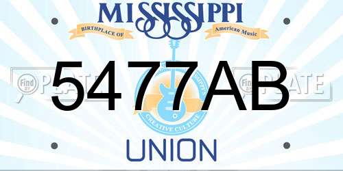 5477AB Mississippi License Plate