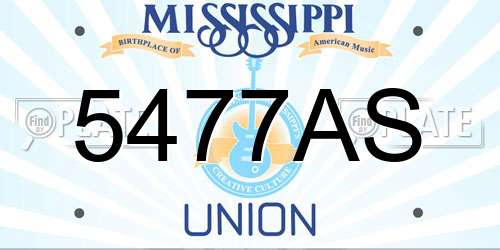 5477AS Mississippi License Plate