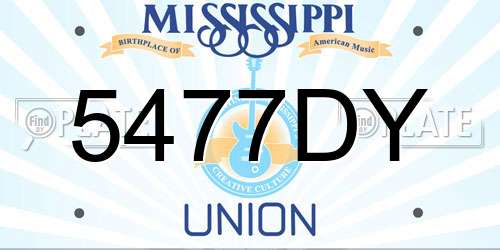 5477DY Mississippi License Plate