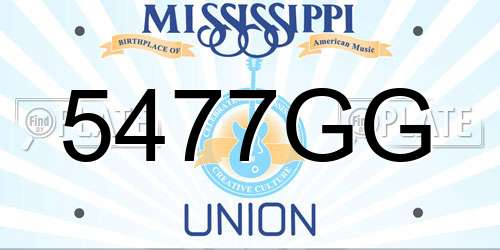 5477GG Mississippi License Plate