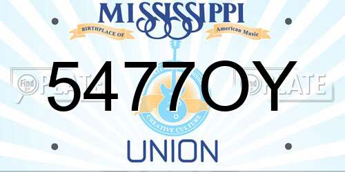 5477OY Mississippi License Plate