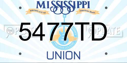 5477TD Mississippi License Plate
