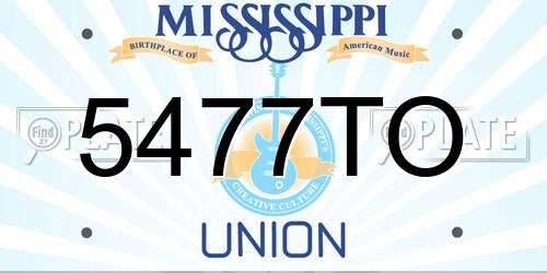 5477TO Mississippi License Plate