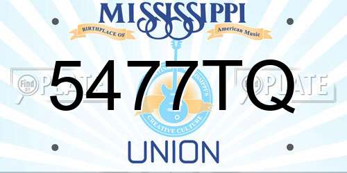 5477TQ Mississippi License Plate