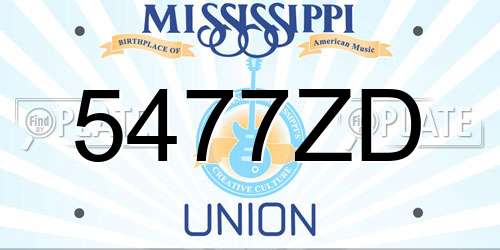 5477ZD Mississippi License Plate