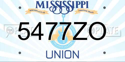 5477ZO Mississippi License Plate