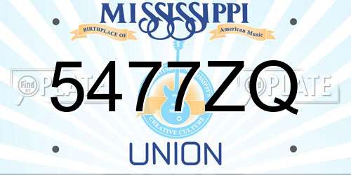 5477ZQ Mississippi License Plate