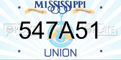 547A51 Mississippi License Plate