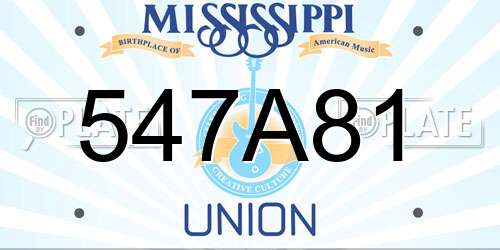 547A81 Mississippi License Plate