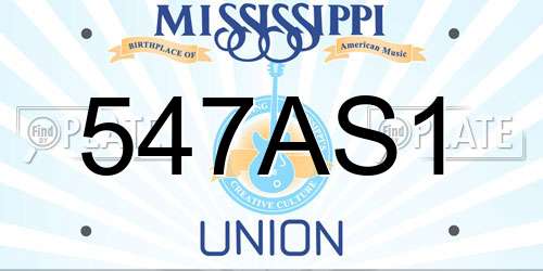 547AS1 Mississippi License Plate