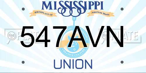 547AVN Mississippi License Plate