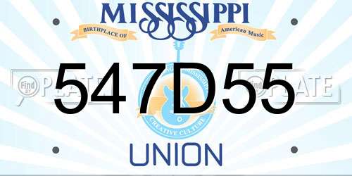 547D55 Mississippi License Plate