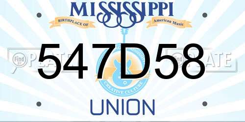 547D58 Mississippi License Plate