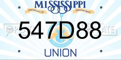 547D88 Mississippi License Plate