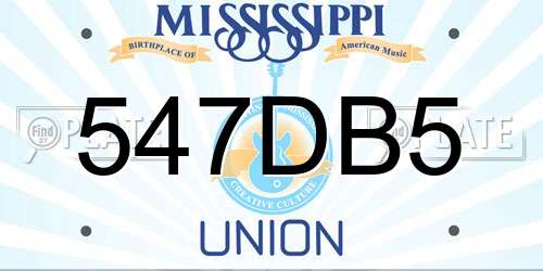 547DB5 Mississippi License Plate