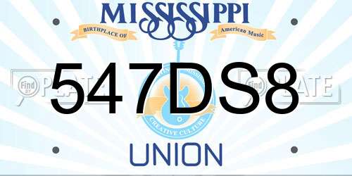 547DS8 Mississippi License Plate