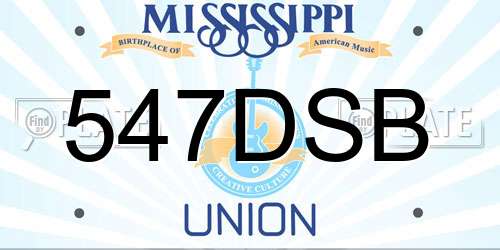 547DSB Mississippi License Plate