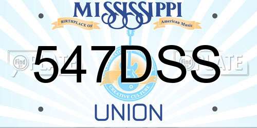 547DSS Mississippi License Plate