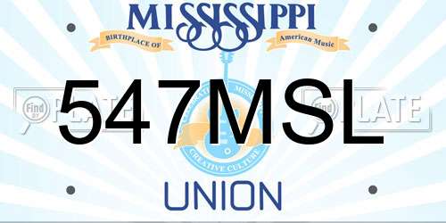 547MSL Mississippi License Plate