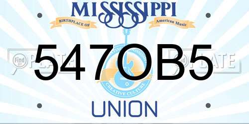 547OB5 Mississippi License Plate