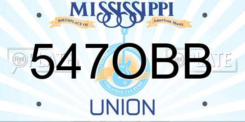 547OBB Mississippi License Plate