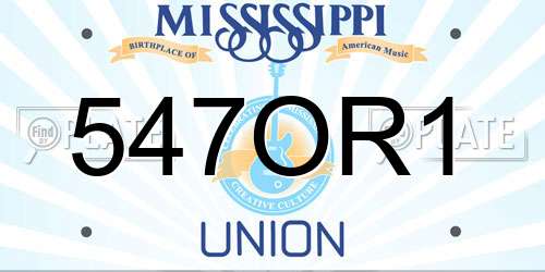 547OR1 Mississippi License Plate