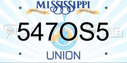 547OS5 Mississippi License Plate