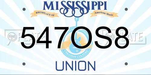 547OS8 Mississippi License Plate