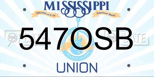 547OSB Mississippi License Plate