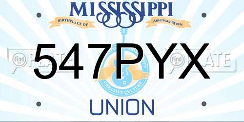 547PYX Mississippi License Plate