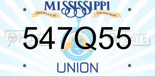 547Q55 Mississippi License Plate