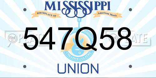 547Q58 Mississippi License Plate
