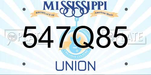 547Q85 Mississippi License Plate