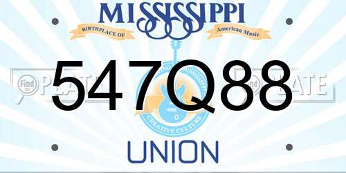 547Q88 Mississippi License Plate