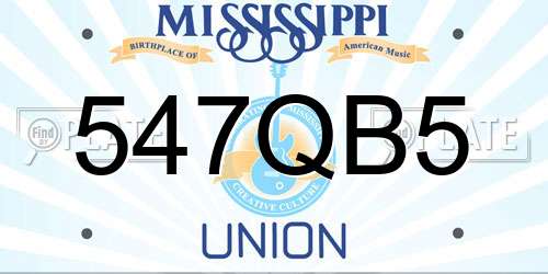 547QB5 Mississippi License Plate