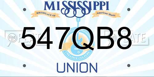 547QB8 Mississippi License Plate