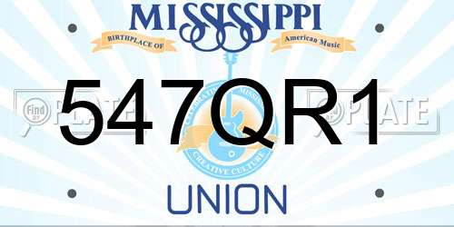 547QR1 Mississippi License Plate