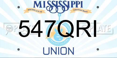 547QRI Mississippi License Plate