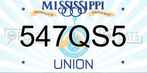 547QS5 Mississippi License Plate